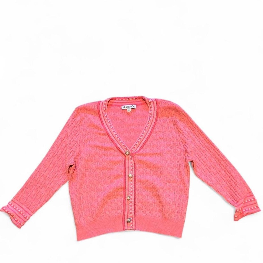 Nanette Nanette Lepore pink faux cardigan with pearl buttons